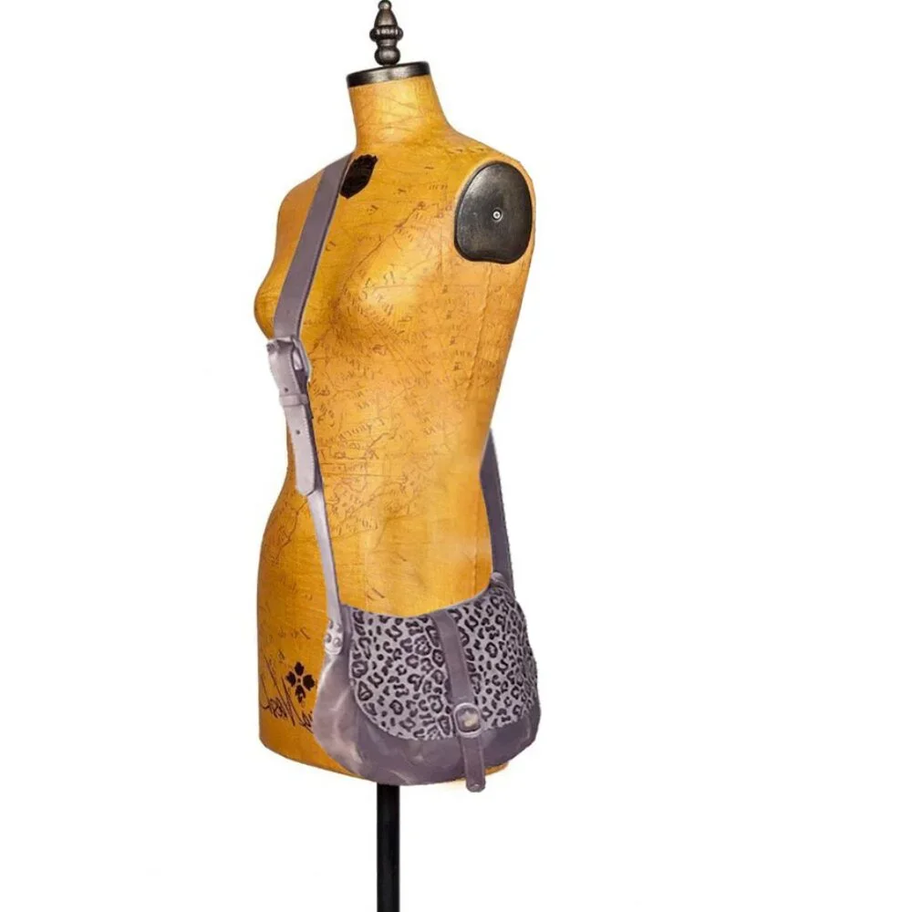 PATRICIA NASH Vintage Leopard Print Fur Leather Shoulder Bag